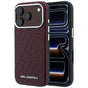 Husă pentru iPhone 17 Pro / iPhone 18 Pro, Karl Lagerfeld Grained Leather Metal Logo MagSafe, Bordo