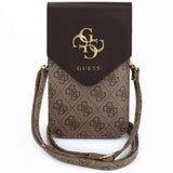 Borseta universala Guess 4G Grained Classic Logo, Piele ecologica, Curea reglabila, Maro