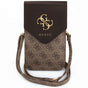 Borseta universala Guess 4G Grained Classic Logo, Piele ecologica, Curea reglabila, Maro