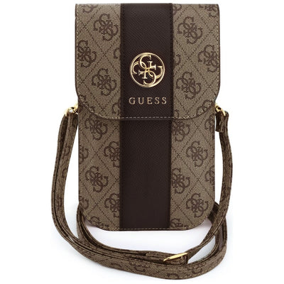 Borseta Guess Universal Phone Pouch 4G Classic Logo Stripe, Piele Eco, Curea Ajustabila, Maro