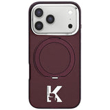 Husă pentru iPhone 17 Pro Max / iPhone 18 Pro Max, Karl Lagerfeld Hardcase IML Ring Stand MagSafe Kameo Metal, Bordo
