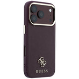 Husă pentru iPhone 17 Pro / iPhone 18 Pro, Guess Saffiano Small 4G Classic MagSafe, Bordo