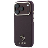 Husă pentru iPhone 17 Pro / iPhone 18 Pro, Guess Saffiano Small 4G Classic MagSafe, Bordo
