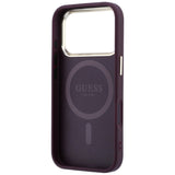 Husă pentru iPhone 17 Pro / iPhone 18 Pro, Guess Saffiano Small 4G Classic MagSafe, Bordo