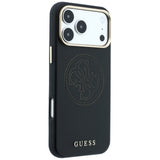 Husă pentru iPhone 17 Pro / iPhone 18 Pro, Guess Leather Perforated 4G MagSafe, Neagră