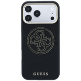 Husă pentru iPhone 17 Pro / iPhone 18 Pro, Guess Leather Perforated 4G MagSafe, Neagră