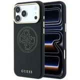 Husă pentru iPhone 17 Pro Max / iPhone 18 Pro Max, Guess Leather Perforated 4G MagSafe, Neagră
