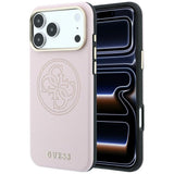 Husă pentru iPhone 17 Pro / iPhone 18 Pro, Guess Leather Perforated 4G MagSafe, Roz
