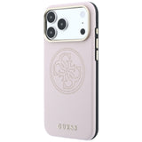 Husă pentru iPhone 17 Pro Max / iPhone 18 Pro Max, Guess Leather Perforated 4G MagSafe, Roz