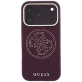Husă pentru iPhone 17 Pro / iPhone 18 Pro, Guess Leather Perforated 4G MagSafe, Bordo