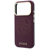 Husă pentru iPhone 17 Pro Max / iPhone 18 Pro Max, Guess Leather Perforated 4G MagSafe, Bordo