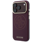 Husă pentru iPhone 17 Pro Max / iPhone 18 Pro Max, Guess Leather Perforated 4G MagSafe, Bordo