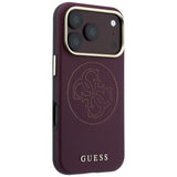 Husă pentru iPhone 17 Pro Max / iPhone 18 Pro Max, Guess Leather Perforated 4G MagSafe, Bordo