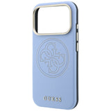 Husă pentru iPhone 17 Pro Max / iPhone 18 Pro Max, Guess Leather Perforated 4G MagSafe, Albastru deschis