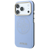 Husă pentru iPhone 17 Pro Max / iPhone 18 Pro Max, Guess Leather Perforated 4G MagSafe, Albastru deschis