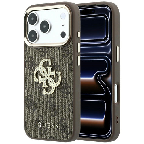 Husă pentru iPhone 17 Pro Max / iPhone 18 Pro Max, Guess Hardcase 4G Big Strass Logo, Maro