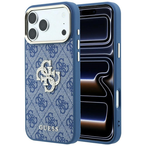 Husă pentru iPhone 17 Pro / iPhone 18 Pro, Guess Hardcase 4G Big Strass Logo, Albastră