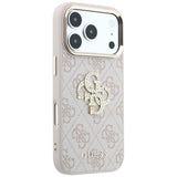Husă pentru iPhone 17 Pro / iPhone 18 Pro, Guess Hardcase 4G Big Strass Logo, Roz
