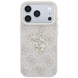 Husă pentru iPhone 17 Pro / iPhone 18 Pro, Guess Hardcase 4G Big Strass Logo, Roz