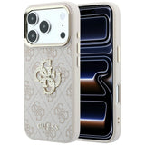 Husă pentru iPhone 17 Pro / iPhone 18 Pro, Guess Hardcase 4G Big Strass Logo, Roz