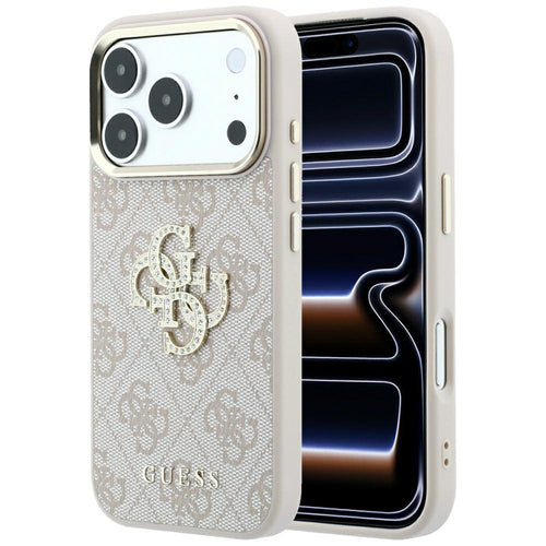 Husă pentru iPhone 17 Pro / iPhone 18 Pro, Guess Hardcase 4G Big Strass Logo, Roz