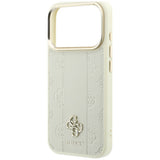 Husă pentru iPhone 17 Pro / iPhone 18 Pro, Guess Leather Stripe Peony 4G MagSafe, Bej