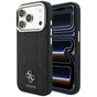 Husă pentru iPhone 17 Pro / iPhone 18 Pro, Guess Leather Stripe Peony 4G MagSafe, Neagră