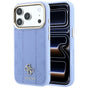 Husă pentru iPhone 17 Pro / iPhone 18 Pro, Guess Leather Stripe Peony 4G MagSafe, Albastru deschis
