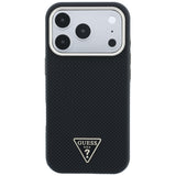 Husă pentru iPhone 17 Pro / iPhone 18 Pro, Guess Kevlar Triangle Logo MagSafe, Neagră