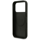 Husă pentru iPhone 17 Pro / iPhone 18 Pro, Guess Grained Gold Ring MagSafe, Neagră