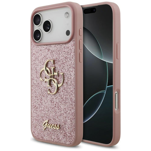 Husă pentru iPhone 17 Pro Max / iPhone 18 Pro Max, Guess Fixed Glitter Big 4G, Roz