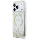 Husă pentru iPhone 17 Pro / iPhone 18 Pro, Guess Resin Bottom Glitter MagSafe, Aurie