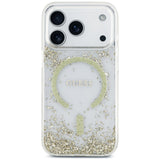 Husă pentru iPhone 17 Pro Max / iPhone 18 Pro Max, Guess Resin Bottom Glitter MagSafe, Aurie