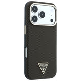 Husă pentru iPhone 17 Pro / iPhone 18 Pro, Guess Kevlar Triangle Logo MagSafe, Maro