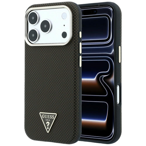 Husă pentru iPhone 17 Pro Max / iPhone 18 Pro Max, Guess Kevlar Triangle Logo MagSafe, Maro