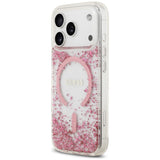 Husă pentru iPhone 17 Pro / iPhone 18 Pro, Guess Resin Bottom Glitter MagSafe, Roz