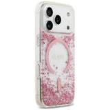 Husă pentru iPhone 17 Pro / iPhone 18 Pro, Guess Resin Bottom Glitter MagSafe, Roz