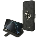 Husă pentru iPhone 17 Pro Max / iPhone 18 Pro Max, Guess Book 4G Metal Logo, Neagră
