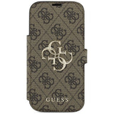 Husă pentru iPhone 17 Pro / iPhone 18 Pro, Guess Book 4G Metal Logo, Maro