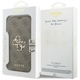 Husă pentru iPhone 17 Pro Max / iPhone 18 Pro Max, Guess Book 4G Metal Logo, Maro