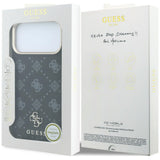 Husă pentru iPhone 17 Pro / iPhone 18 Pro, Guess Peony 4G Small Logo MagSafe, Neagră