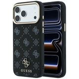 Husă pentru iPhone 17 Pro / iPhone 18 Pro, Guess Peony 4G Small Logo MagSafe, Neagră