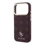 Husă pentru iPhone 17 Pro / iPhone 18 Pro, Guess Peony 4G Small Logo MagSafe, Bordo