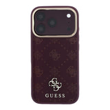 Husă pentru iPhone 17 Pro / iPhone 18 Pro, Guess Peony 4G Small Logo MagSafe, Bordo