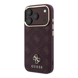 Husă pentru iPhone 17 Pro / iPhone 18 Pro, Guess Peony 4G Small Logo MagSafe, Bordo