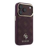 Husă pentru iPhone 17 Pro / iPhone 18 Pro, Guess Peony 4G Small Logo MagSafe, Bordo