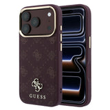 Husă pentru iPhone 17 Pro / iPhone 18 Pro, Guess Peony 4G Small Logo MagSafe, Bordo
