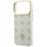 Husă pentru iPhone 17 Pro / iPhone 18 Pro, Guess Peony 4G Small Logo MagSafe, Bej