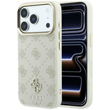Husă pentru iPhone 17 Pro / iPhone 18 Pro, Guess Peony 4G Small Logo MagSafe, Bej
