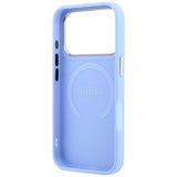 Husă pentru iPhone 17 Pro / iPhone 18 Pro, Guess Saffiano Peony & Ring MagSafe, Albastru deschis